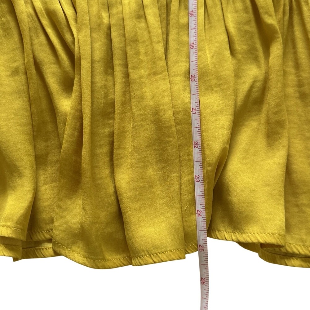 LOFT Women's Yellow Lace Up Tie Neck Sleeveless Peplum Blouse Top NWT Size Large - Picture 6 of 7
